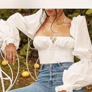 House of CB White Puff Sleeve Blouse